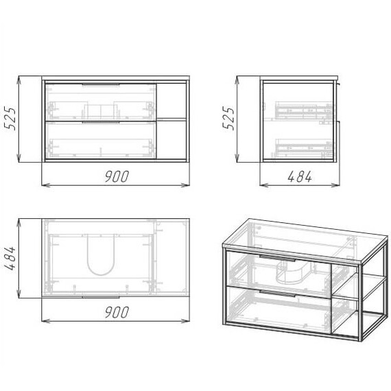 Тумба подвесная с раковиной Grossman Лофт 90 см 1090012, веллингтон/металл чёрный - фото 8