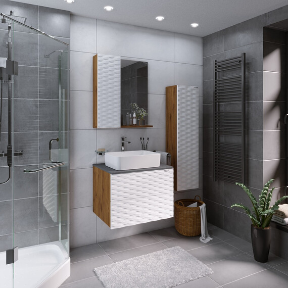 Зеркало-шкаф Grossman Альба 65 см 206501 L, веллингтон/белый - фото 3