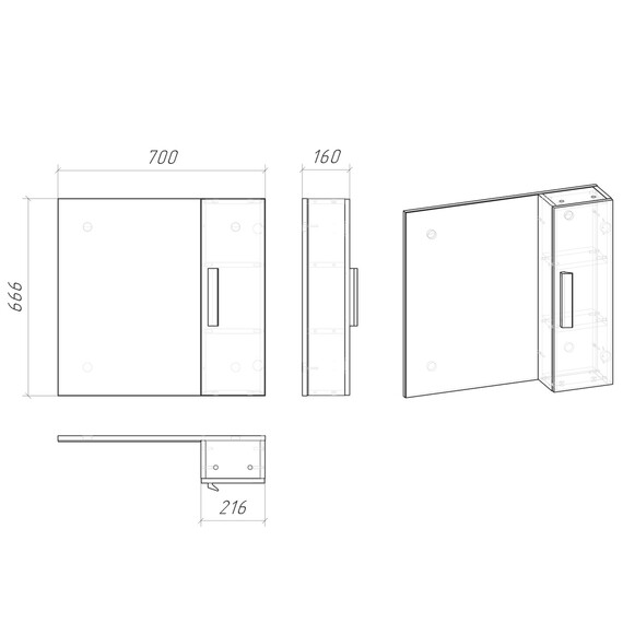 Зеркало-шкаф Grossman Нео 70 см  207023-1K - фото 5