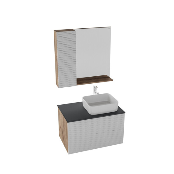 Зеркало-шкаф Grossman Альба 80 см 208006 L, веллингтон/белый - фото 2