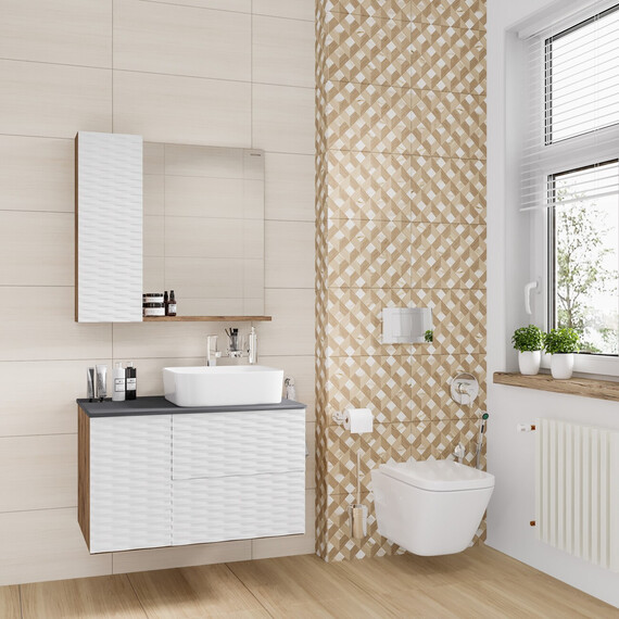 Зеркало-шкаф Grossman Альба 80 см 208006 L, веллингтон/белый - фото 3