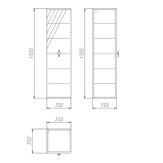 Пенал подвесной Grossman Вива 35 см 303511, белый глянец - фото 4