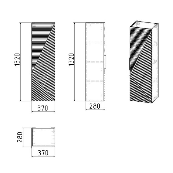 Пенал подвесной Grossman Блисс 37 см 303546, графит матовый - фото 7