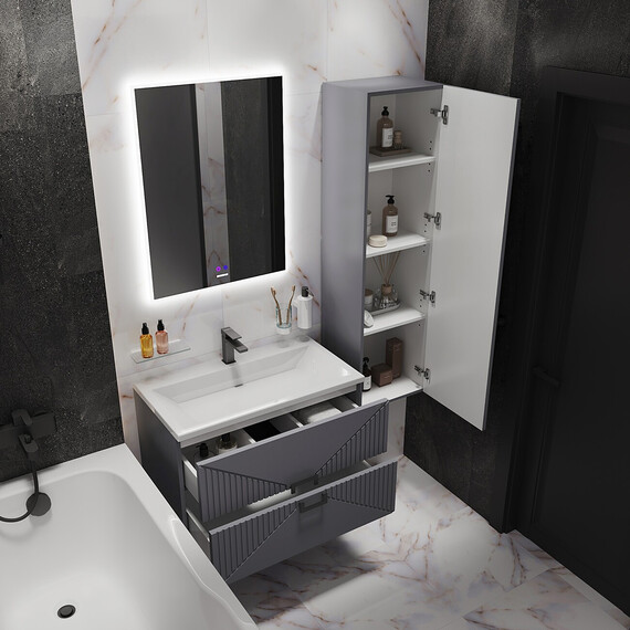 Пенал подвесной Grossman Луксор 42 см 303549, графит матовый - фото 3