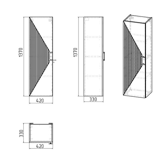 Пенал подвесной Grossman Луксор 42 см 303549, графит матовый - фото 6
