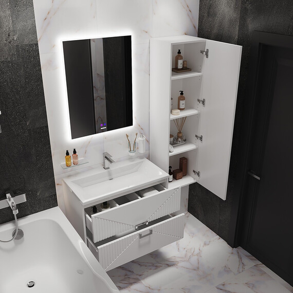 Пенал подвесной Grossman Луксор 42 см 303550, белый матовый - фото 3