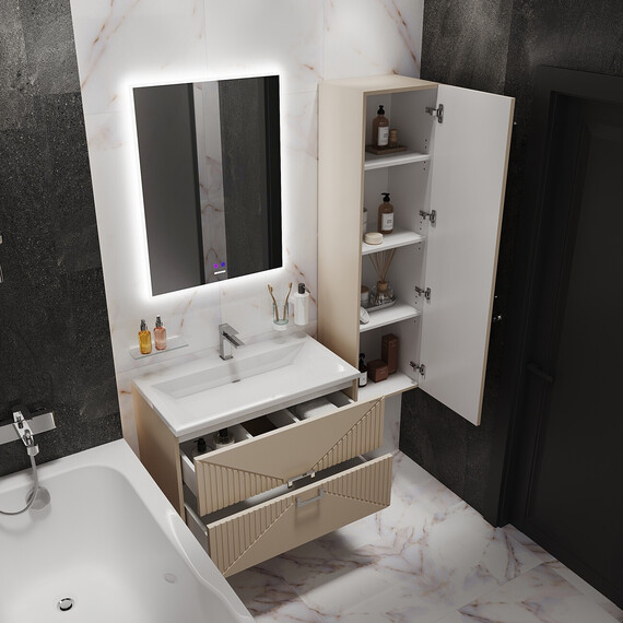 Пенал подвесной Grossman Луксор 42 см 303551, бежевый матовый - фото 3