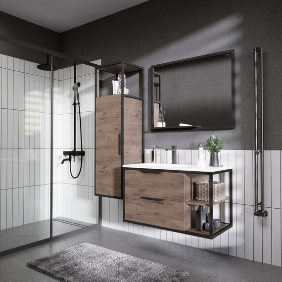 Пенал подвесной Grossman Лофт 40 см 304001, веллингтон/металл чёрный - фото 4