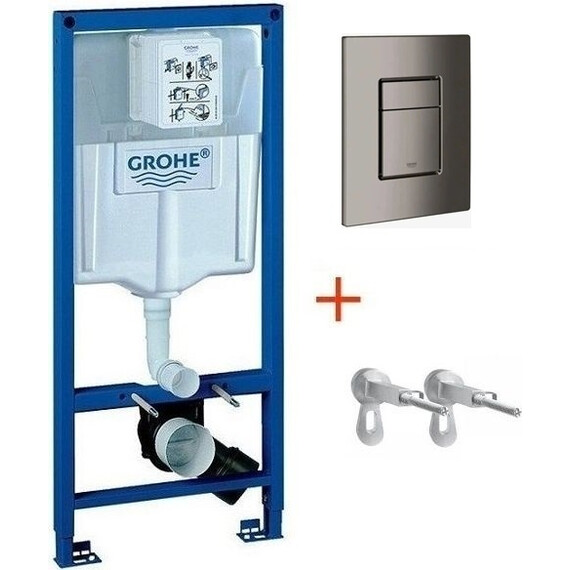 Инсталляция для подвесного унитаза Grohe Rapid SL 38772001 с кнопкой смыва оружейная сталь 38732ALO - фото 