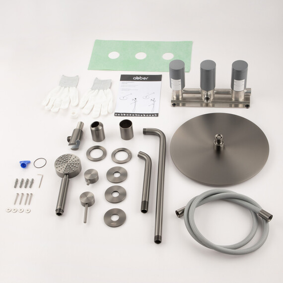 Душевая система для ванны Abber Wasser Kreis 316 AF8117BGG, оружейная сталь - фото 2