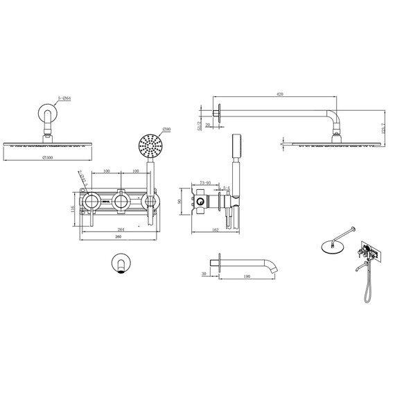 Душевая система для ванны Abber Wasser Kreis 316 AF8117BG, брашированное светлое золото - фото 2