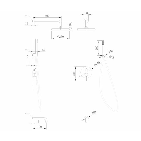 Душевая система для ванны Abber Wasser Kreis AF8117G, золото матовый - фото 3