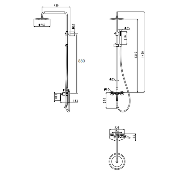 Душевая стойка с изливом Grocenberg GB7025MG, золото матовое - фото 3