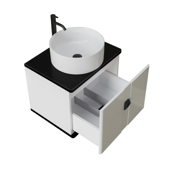 Тумба подвесная со столешницей Grossman Норма 60 см 106016 (раковина в комплекте) белый глянец - фото 4