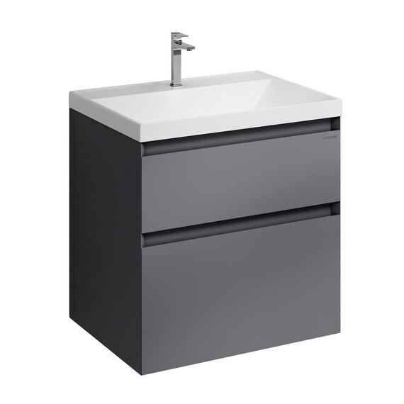 Тумба подвесная с раковиной Grossman Меркадо 60 см 106077, графит матовая - фото 