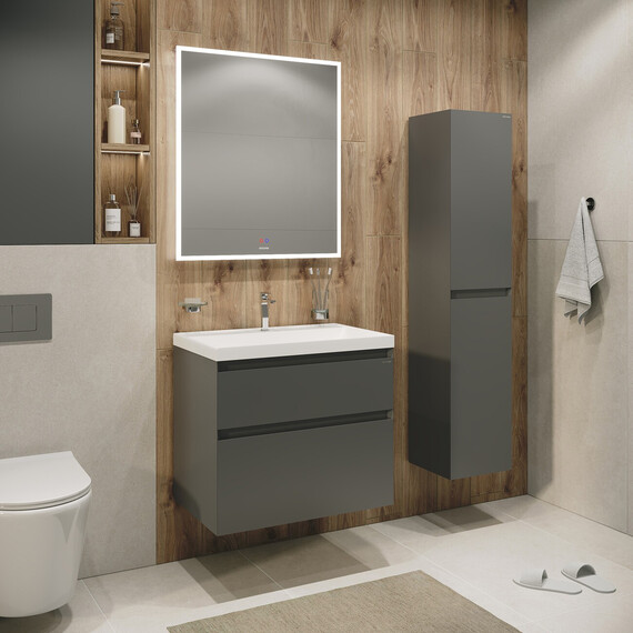 Тумба подвесная с раковиной Grossman Меркадо 60 см 106077, графит матовая - фото 7