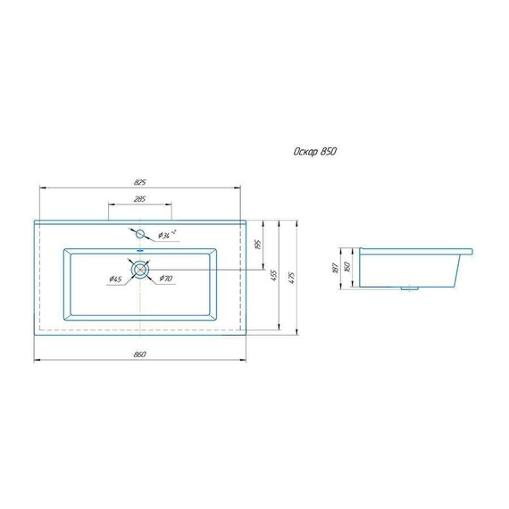 Тумба подвесная с раковиной Grossman Кросс 65 см 106501, бетон - фото 5