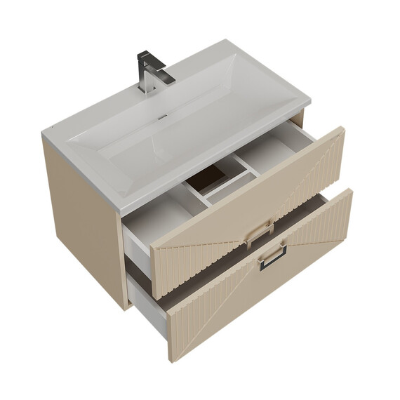 Тумба подвесная с раковиной Grossman Луксор 70 см 107056, бежевый матовый - фото 4