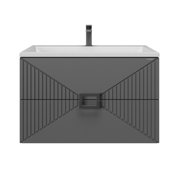 Тумба подвесная с раковиной Grossman Луксор 70 см 107058, графит матовая - фото 4