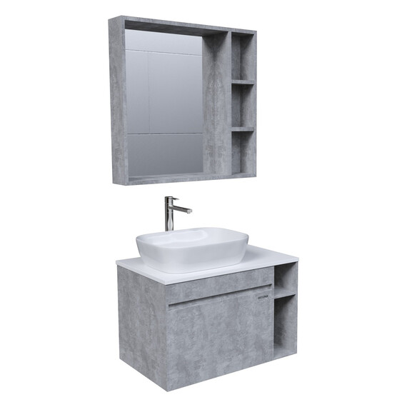 Тумба подвесная со столешницей Grossman Фалькон 80 см 108005 (раковина в комплекте) бетон - фото 3