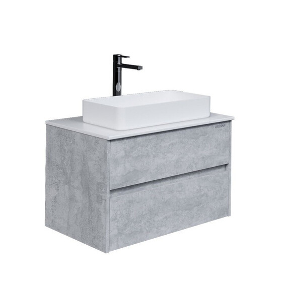 Тумба подвесная со столешницей Grossman Эдванс 80 см 108010 (раковина в комплекте) цемент светлый - фото 4