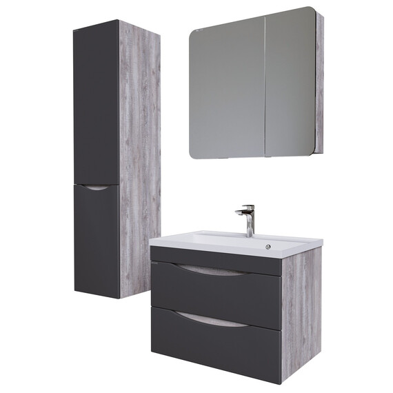 Тумба подвесная с раковиной Grossman Талис 80 см 108013, бетон пайн/серый - фото 6