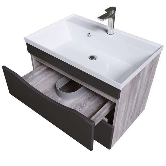 Тумба подвесная с раковиной Grossman Талис 80 см 108013, бетон пайн/серый - фото 3