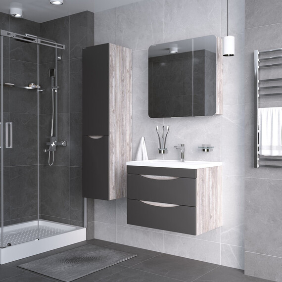 Тумба подвесная с раковиной Grossman Талис 80 см 108013, бетон пайн/серый - фото 5