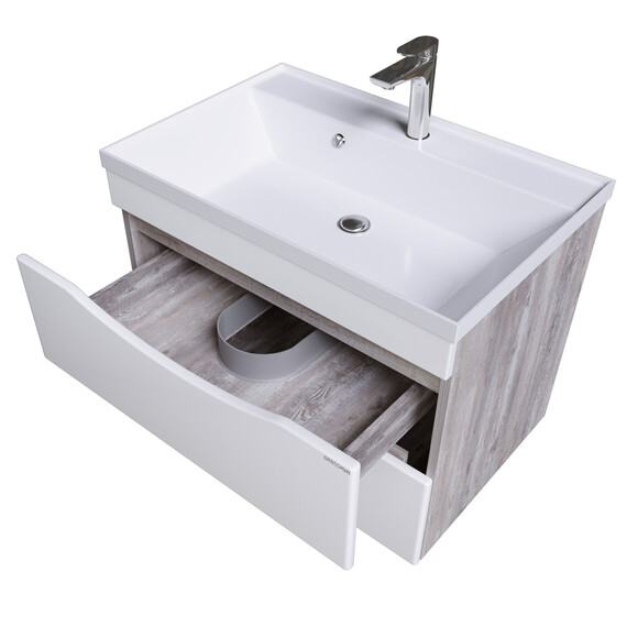 Тумба подвесная с раковиной Grossman Талис 80 см 108014, бетон пайн/белый глянец - фото 3