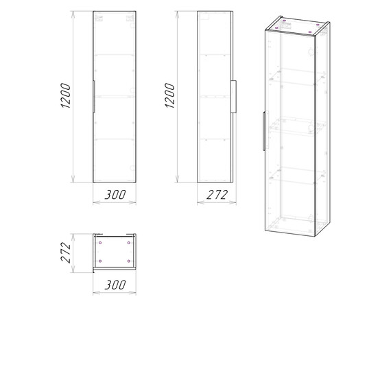 Пенал подвесной Grossman Кросс 30 см 303006, бетон - фото 4