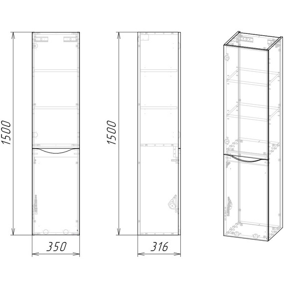 Пенал подвесной Grossman Талис 35 см 303507, бетон пайн/серый - фото 5