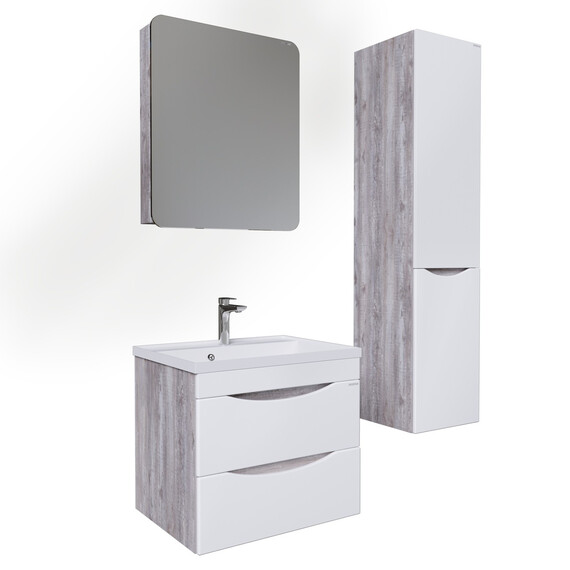 Пенал подвесной Grossman Талис 35 см 303508, бетон пайн/белый глянец - фото 3