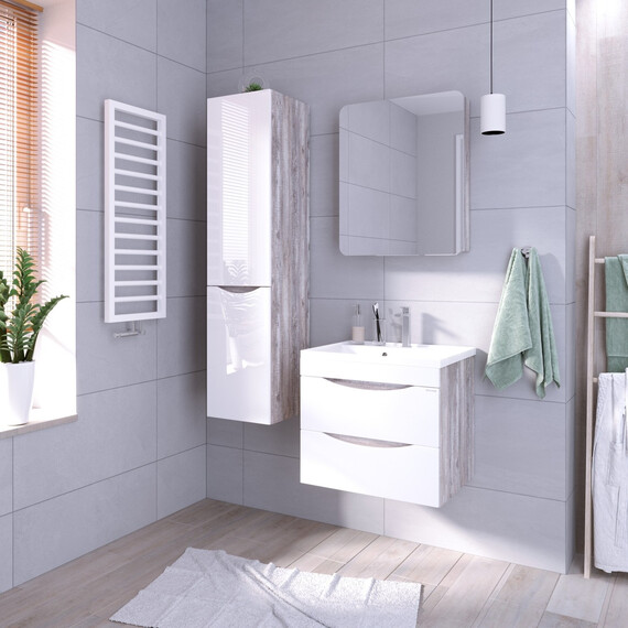 Пенал подвесной Grossman Талис 35 см 303508, бетон пайн/белый глянец - фото 4