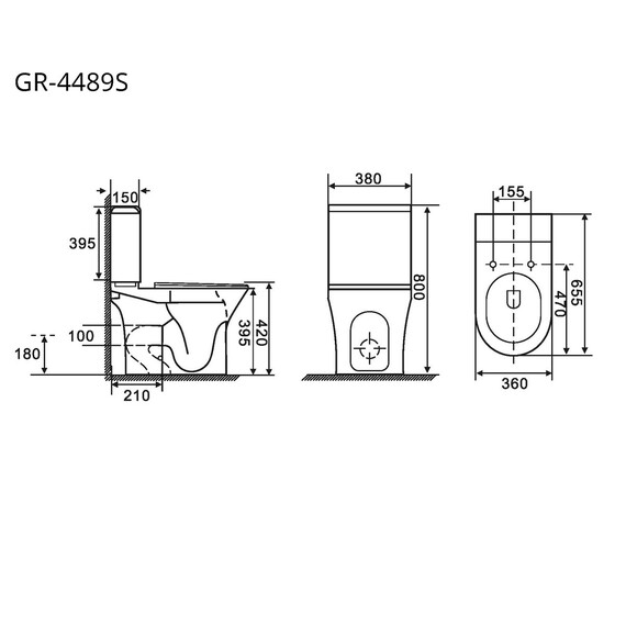 Унитаз-компакт безободковый Grossman Tornado GR-4489SQ с крышкой тонкой микролифт, белый глянцевый (система смыва Торнадо) - фото 10
