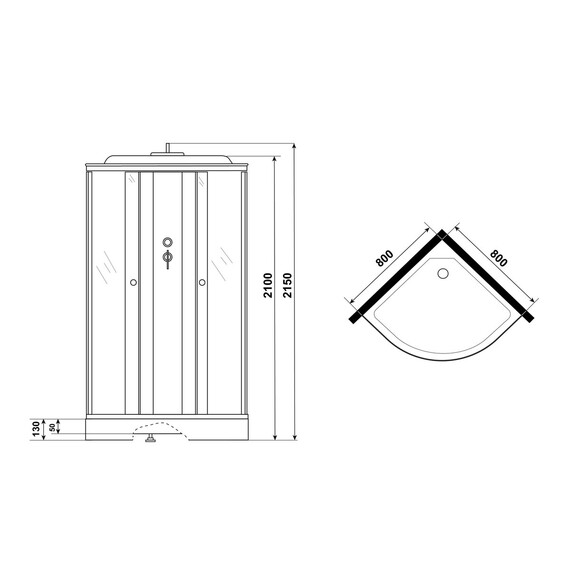 Душевая кабина Niagara Promo 80x80 см  P80/13/MT, белый/матовое (безсиликоновая сборка) - фото 9