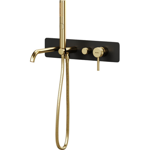 Смеситель для ванны Allen Brau Priority 5.31A05-31GB (со скрытой частью) чёрный/золото - фото 