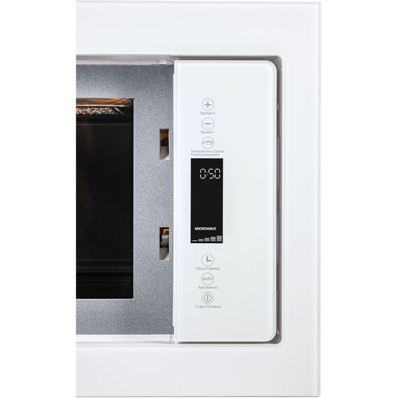 Встраиваемая микроволновая печь Hiberg i-VM 8505 W (белое стекло) - фото 5