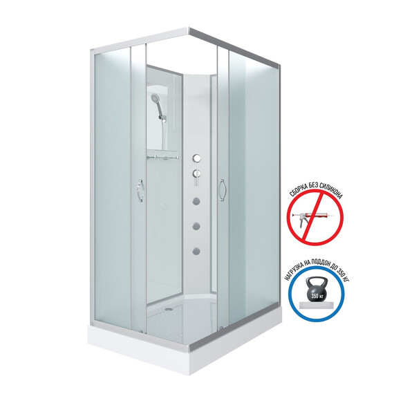 Душевая кабина Niagara Classic 120x90 см 432953QBKG, хром/матовое (безсиликоновая сборка) - фото 