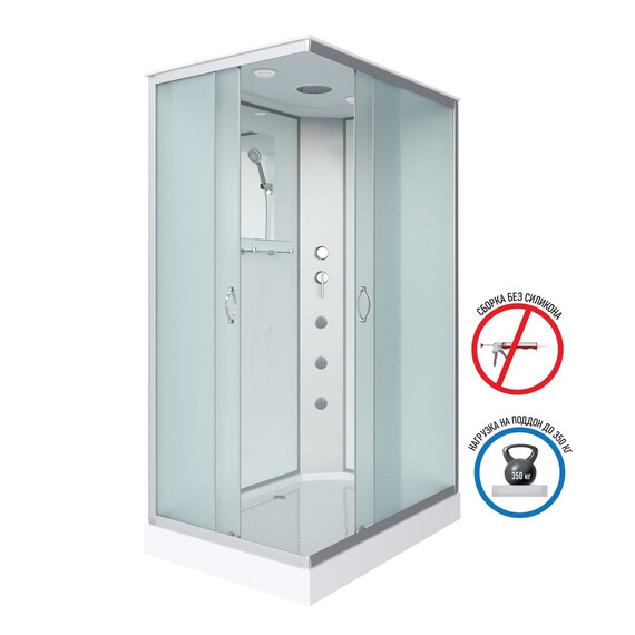 Душевая кабина Niagara Classic 120x90 см 432953QG, хром/матовое (безсиликоновая сборка) - фото 