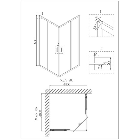 Душевое ограждение Niagara Nova 80x80 см 66880811, хром/прозрачное - фото 3