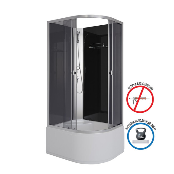 Душевая кабина Niagara Eco 90x70 см E90/70/40L/TN/BK, хром/тонированное (безсиликоновая сборка) - фото 