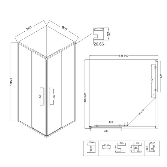 Душевое ограждение Niagara Nova 90x90 см NG-6823-34BLACK, чёрный/прозрачное - фото 13