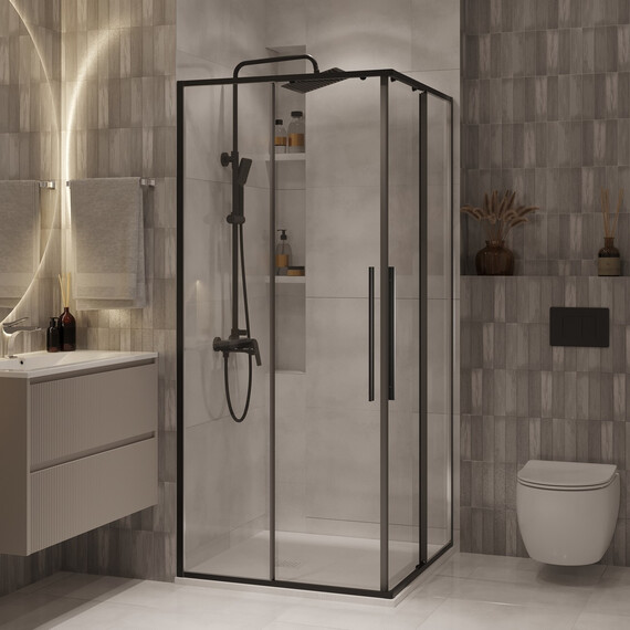 Душевое ограждение Niagara Nova 90x90 см NG-6823-34BLACK, чёрный/прозрачное - фото 3