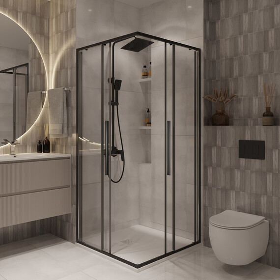 Душевое ограждение Niagara Nova 100x100 см NG-6824-34BLACK, чёрный/прозрачное - фото 3