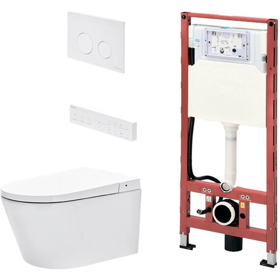 Инсталляция с подвесным унитазом-биде комплект: Tece Spring S955797 с электронной крышкой микролифт, кнопка смыва хром - фото 