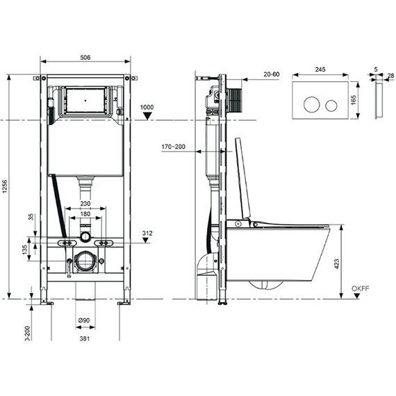 Инсталляция с подвесным унитазом-биде комплект: Tece Spring S955797 с электронной крышкой микролифт, кнопка смыва хром - фото 6
