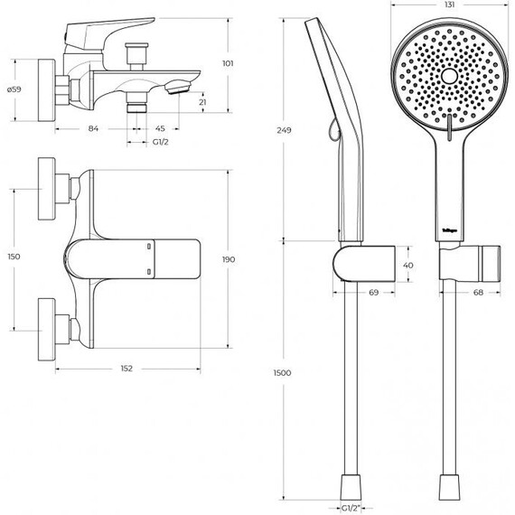 Набор смесителей 3 в 1 для ванны BelBagno MARINO-VASM/LVM-CRM - фото 10