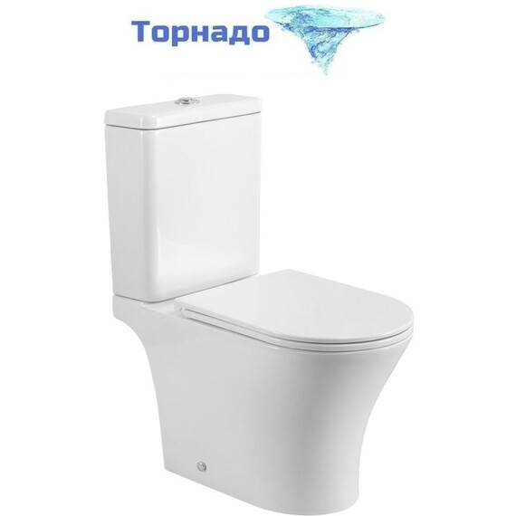 Унитаз-компакт безободковый BelBagno Acqua-tor BB2801CP-TOR/SC с тонкой крышкой микролифт (Система смыва торнадо) - фото 