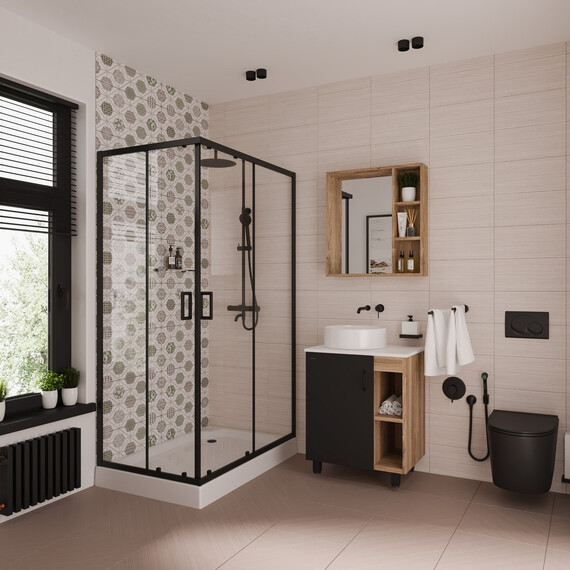 Душевое ограждение Niagara Nova 100x80 см 68810811BLACK, чёрный/прозрачное - фото 2