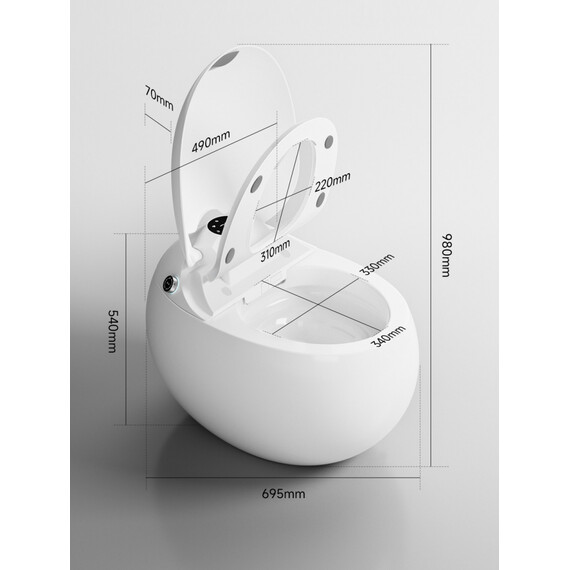 Унитаз-биде приставной электронный с импульсным смывом Abber Bequem AC1131SOR с крышкой микролифт, оранжевый - фото 15